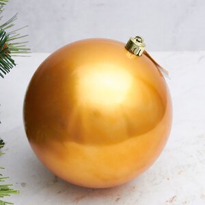 Пластиковый глянцевый шар 14 см оранжевый шелк Kaemingk фото 1