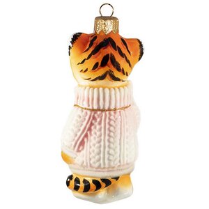 Стеклянная елочная игрушка Тигруша с хлопушкой 13 см, подвеска Фабрика Ариель фото 3