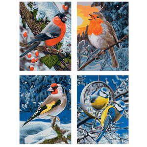 Набор картин по номерам "Птицы зимой", 18*24 см, 4 шт Schipper фото 1