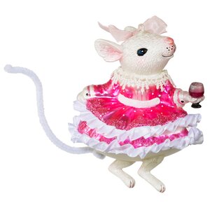 Стеклянная елочная игрушка Мышка Сюзи на Рождественской вечеринке 13 см, подвеска Holiday Classics фото 1