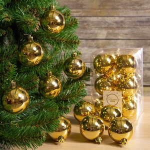 Набор пластиковых глянцевых шаров 6 см золотой, 12 шт, 2 сорт Kaemingk фото 2