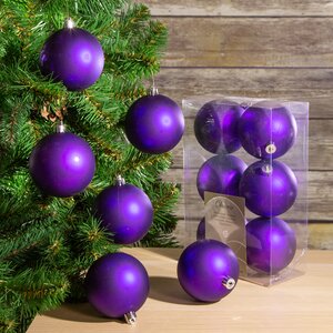 Набор пластиковых матовых шаров 8 см фиолетовый бархат, 6 шт Kaemingk/Winter Deco фото 1