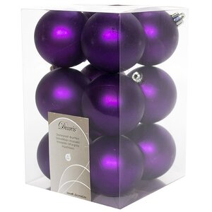 Набор пластиковых матовых шаров 6 см фиолетовый, 12 шт Kaemingk/Winter Deco фото 1