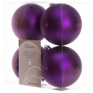 Набор пластиковых матовых шаров 10 см фиолетовый, 4 шт Kaemingk/Winter Deco фото 1