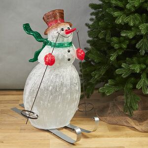 Светящаяся акриловая фигура Снеговик на лыжах 85 см, 200 LED лампочек, IP44, уцененная Kaemingk фото 5