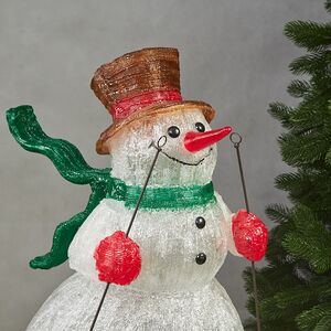 Светящаяся акриловая фигура Снеговик на лыжах 85 см, 200 LED лампочек, IP44, уцененная Kaemingk фото 4