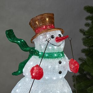 Светящаяся акриловая фигура Снеговик на лыжах 85 см, 200 LED лампочек, IP44, уцененная Kaemingk фото 2