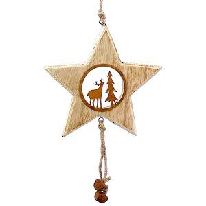 Деревянная елочная игрушка Лесной мотив - Звезда 13 см, подвеска Lang фото 1
