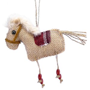 Елочная игрушка Веселая лошадка 15 см бежевая, подвеска Lang фото 1