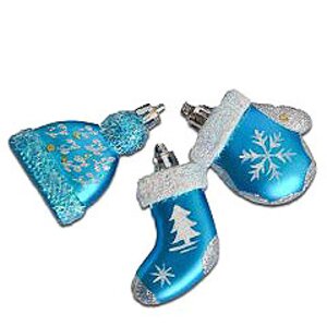 Елочная игрушка Зимняя Одежка голубая, 7 см, 3 шт, подвеска Новогодняя Сказка фото 1