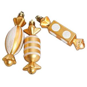 Елочная игрушка Конфеты в золотом, 10 см, 3 шт, подвеска Новогодняя Сказка фото 1
