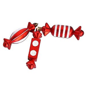 Елочная игрушка Конфеты в красном, 10 см, 3 шт, подвеска Новогодняя Сказка фото 1