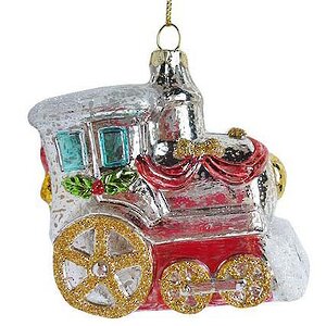 Винтажная елочная игрушка Паровозик нарядный 9 см, подвеска Новогодняя Сказка фото 1