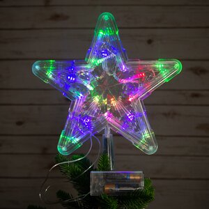 Светодиодная звезда на елку Арно 22 см разноцветная RGB подсветка Новогодняя Сказка фото 1