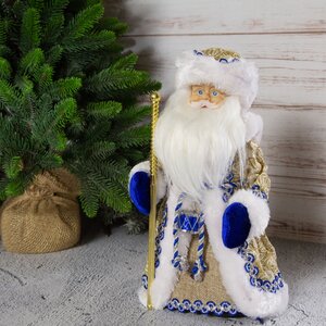 Музыкальный Дед Мороз в бело-золотом кафтане 30 см, батарейки Новогодняя Сказка фото 1