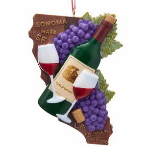 Елочная игрушка Бутылочка Вина - Wine and Friends: California 11 см, подвеска Kurts Adler фото 1