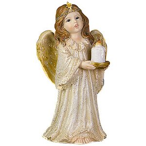 Статуэтка "Ангел в золотисто-бежевом платье со свечой", 7*5*13 см Holiday Classics фото 1