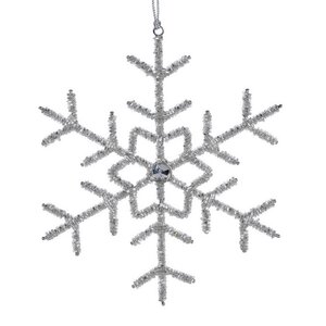 Елочная игрушка из бисера Снежинка Ламберти 21 см, серебряная, подвеска Koopman фото 1