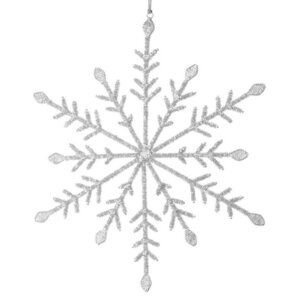 Елочная игрушка из бисера Снежинка Магре 35 см, серебряная, подвеска Koopman фото 1