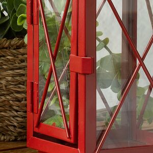 Металлический подсвечник фонарь Blumberg 23 см красный Koopman фото 5