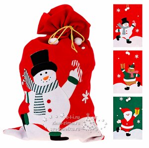 Мешок Деда Мороза с аппликацией - Снеговик 97*60 см Koopman фото 3