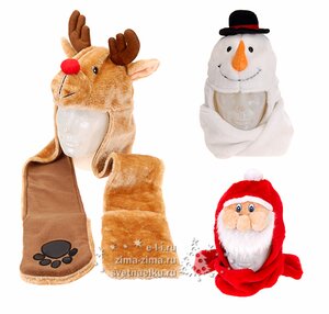 Карнавальная шапка с шарфом Веселый Снеговик, 58-60 см Koopman фото 1