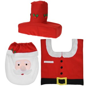 Набор новогодних украшений для туалета Веселый Санта: чехол на крышку + коврик + чехол на бачок Koopman фото 2