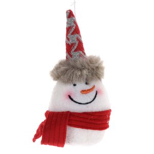 Елочная игрушка Снеговик в меховом колпаке 16 см, подвеска Koopman фото 1