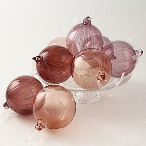 Набор стеклянных елочных шаров Isola Rosa 10 см, 9 шт, розовый Koopman фото 1