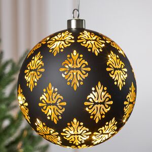 Светящийся елочный шар Гримм 15 см, теплые белые LED, на батарейках Koopman фото 2