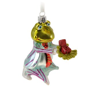 Елочная игрушка Модная Зверушка Лягушка-Жених 13 см, стекло, подвеска Koopman фото 1