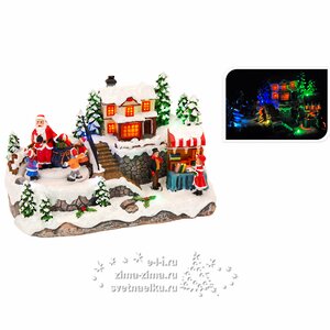 Светящаяся композиция "Рождество на пороге" 24x14x14,5 см, LED лампы, анимация, батарейка Koopman фото 1