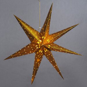 Светильник звезда из бумаги Golden Star 60 см, 10 теплых белых LED ламп, на батарейках Koopman фото 1