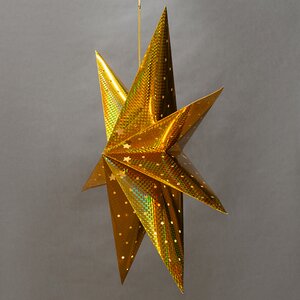 Светильник звезда из бумаги Golden Star 60 см, 10 теплых белых LED ламп, на батарейках Koopman фото 2