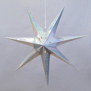 Светильник звезда из бумаги Silver Star 60 см, 10 теплых белых LED ламп, на батарейках Koopman фото 1