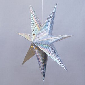Светильник звезда из бумаги Silver Star 60 см, 10 теплых белых LED ламп, на батарейках Koopman фото 2