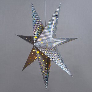 Светильник звезда из бумаги Silver Star 60 см, 10 теплых белых LED ламп, на батарейках Koopman фото 4