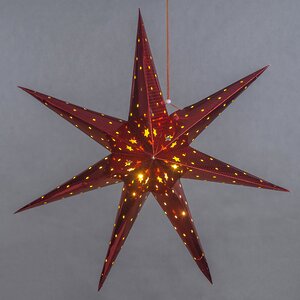 Светильник звезда из бумаги Red Star 60 см, 10 теплых белых LED ламп, на батарейках Koopman фото 1