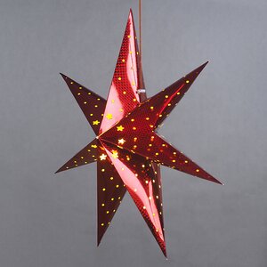 Светильник звезда из бумаги Red Star 60 см, 10 теплых белых LED ламп, на батарейках Koopman фото 2