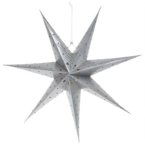 Светильник звезда из бумаги Silver Star 60 см, 10 теплых белых LED ламп, на батарейках Koopman фото 5