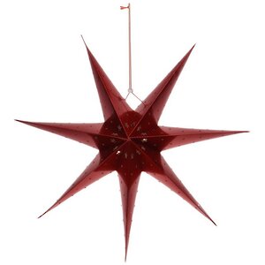 Светильник звезда из бумаги Red Star 60 см, 10 теплых белых LED ламп, на батарейках Koopman фото 3