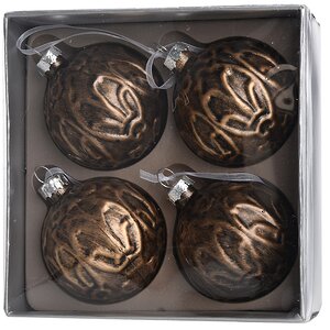 Набор винтажных елочных шаров Королевский 6 см черно-золотые, 4 шт, стекло Koopman фото 3