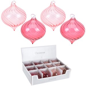 Набор стеклянных шаров Луковки Вивальди 8 см розовый 12 шт Koopman фото 1