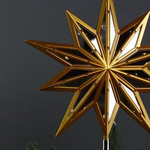 Светящаяся елочная верхушка Gold Budapest 34 см, 25 теплых белых LED ламп Kurts Adler фото 2