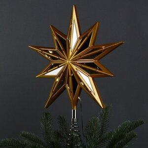 Светящаяся елочная верхушка Gold Budapest 34 см, 25 теплых белых LED ламп Kurts Adler фото 3