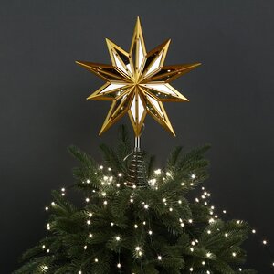 Светящаяся елочная верхушка Gold Budapest 34 см, 25 теплых белых LED ламп Kurts Adler фото 4