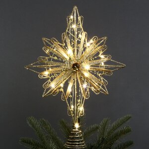 Светящаяся елочная верхушка Сияние Капеллы 39 см золотая, 30 теплых белых LED ламп Kurts Adler фото 1
