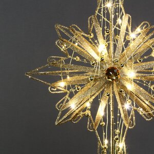 Светящаяся елочная верхушка Сияние Капеллы 39 см золотая, 30 теплых белых LED ламп Kurts Adler фото 2