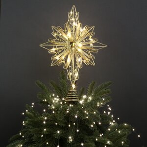 Светящаяся елочная верхушка Сияние Капеллы 39 см золотая, 30 теплых белых LED ламп Kurts Adler фото 3