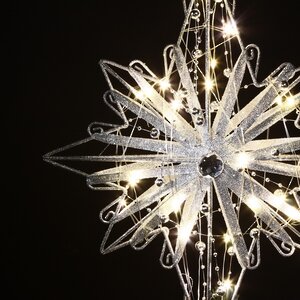 Светящаяся елочная верхушка Сияние Капеллы 39 см серебряная, 30 теплых белых LED ламп Kurts Adler фото 5